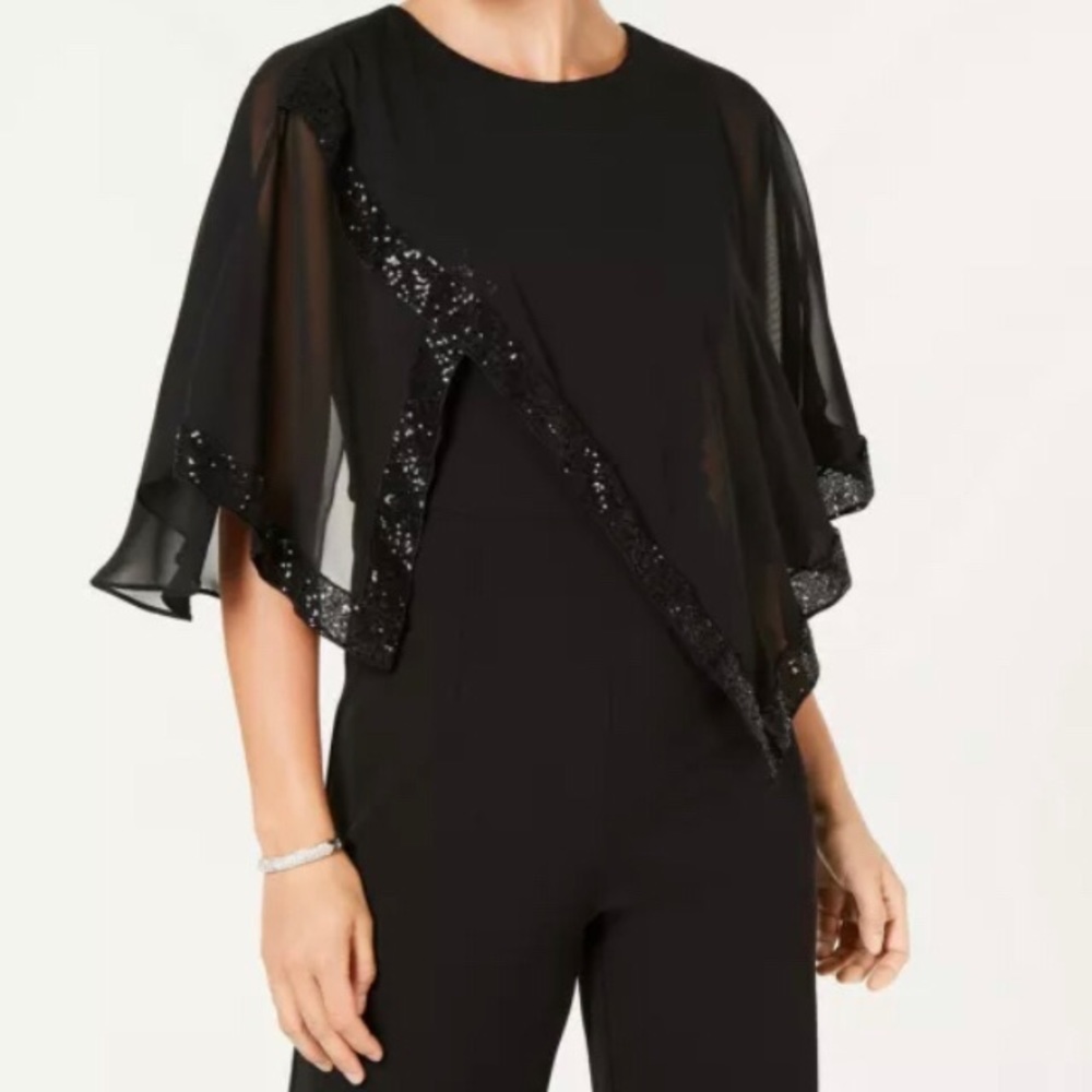 Ivanka Trump Jumpsuit overlay cape with sequins
